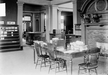 Adult reading room in the Carnegie Library in Waukegan, Illinois - Chicago Daily News, Inc.
