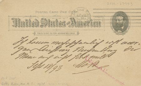 Verso of a postcard from the World's Columbian Exposition