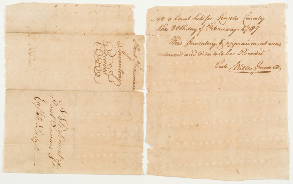Paul Froman estate inventory, 1782 March 27, recto - Singleton, Edmond