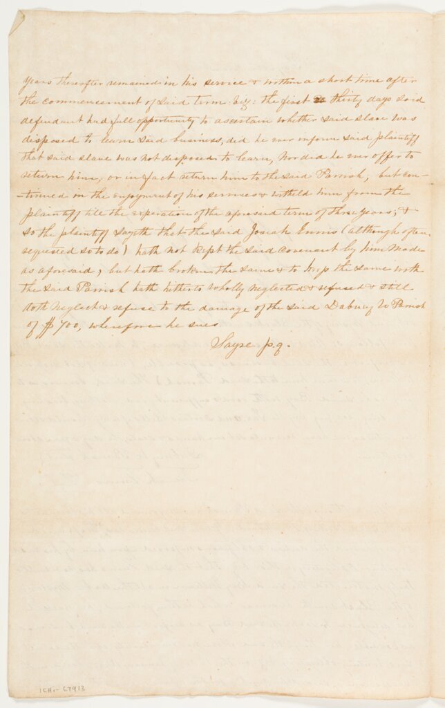 Dabney Parrish complaint against Josiah Ennis, 1851 March 13, page 2 - Sayre