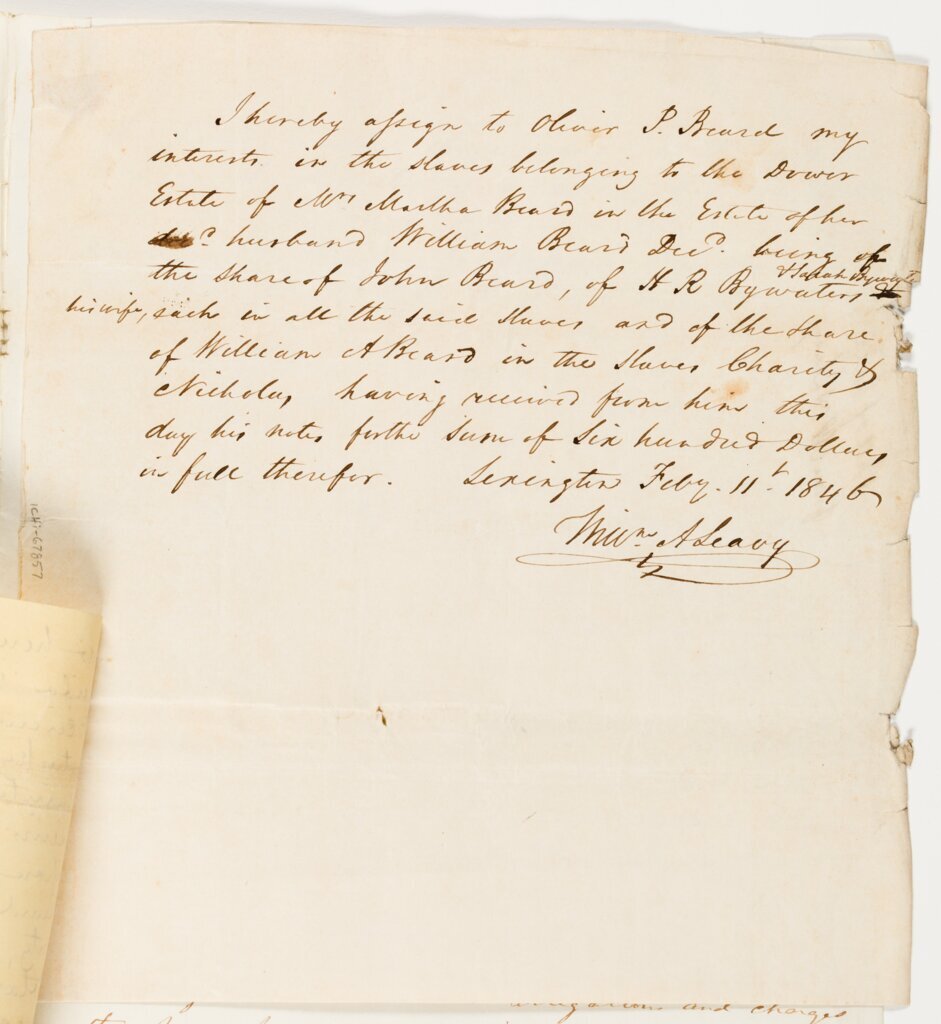 William A. Leavy bill of sale, 1846 February 11, recto - Leavy, William A.
