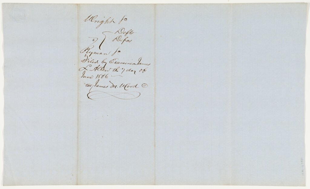 Henry C. Bowman deposition for Robert G. Wright v. Ryman and his wife court case, 1856 June 7, page 3 - Bowman, Henry C.