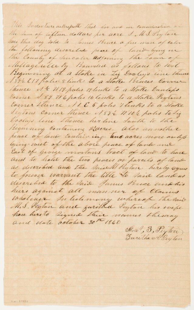 M. Peyton sale bond to James Bruce, 1860 October 30, recto - Peyton, M.