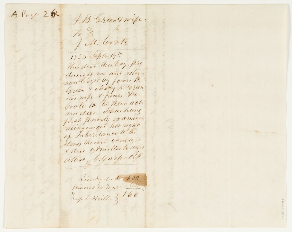 James B. Green and Mary R. Green deed of trust to James M. Cook, 1854 September 19, page 3 - Carter, C.