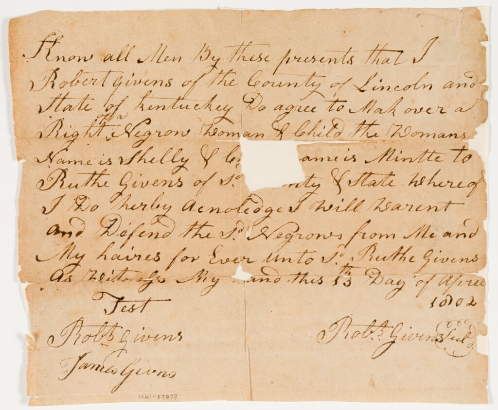 Robb Givens sale bond, 1802 April 13 - Givens, Robb