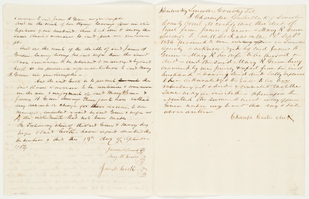 James B. Green and Mary R. Green deed of trust to James M. Cook, 1854 September 19, page 2 - Carter, C.