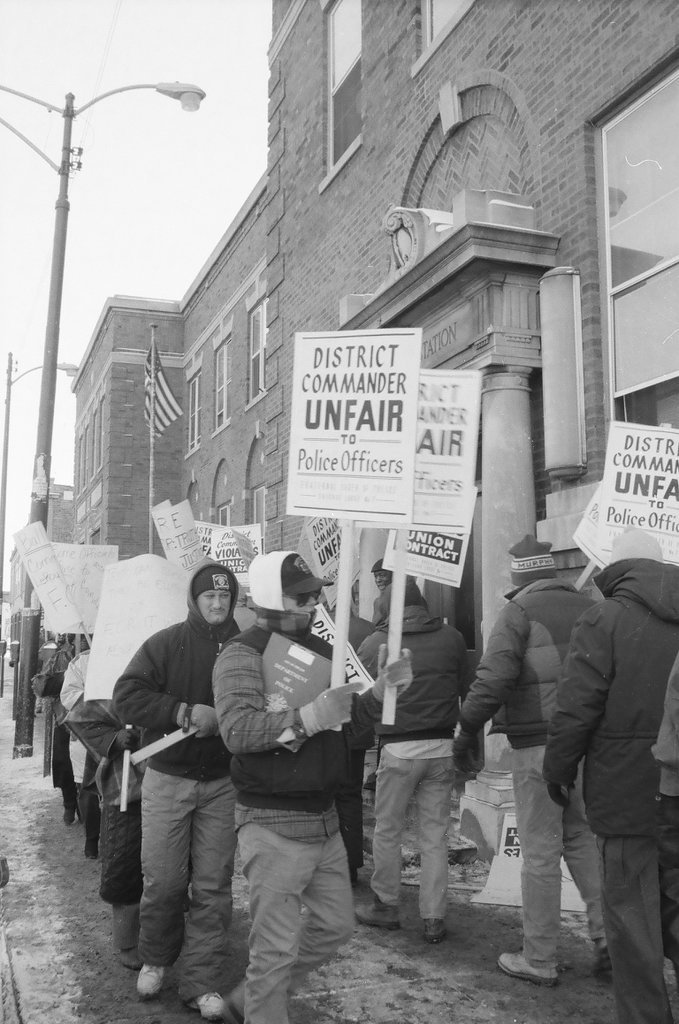 Fraternal Order of Police members protest the action of commander Leroy O'Shield - Chicago Sun-Times