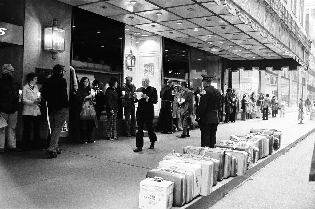 A religious group pickets at the Palmer House Hotel - Chicago Sun-Times
