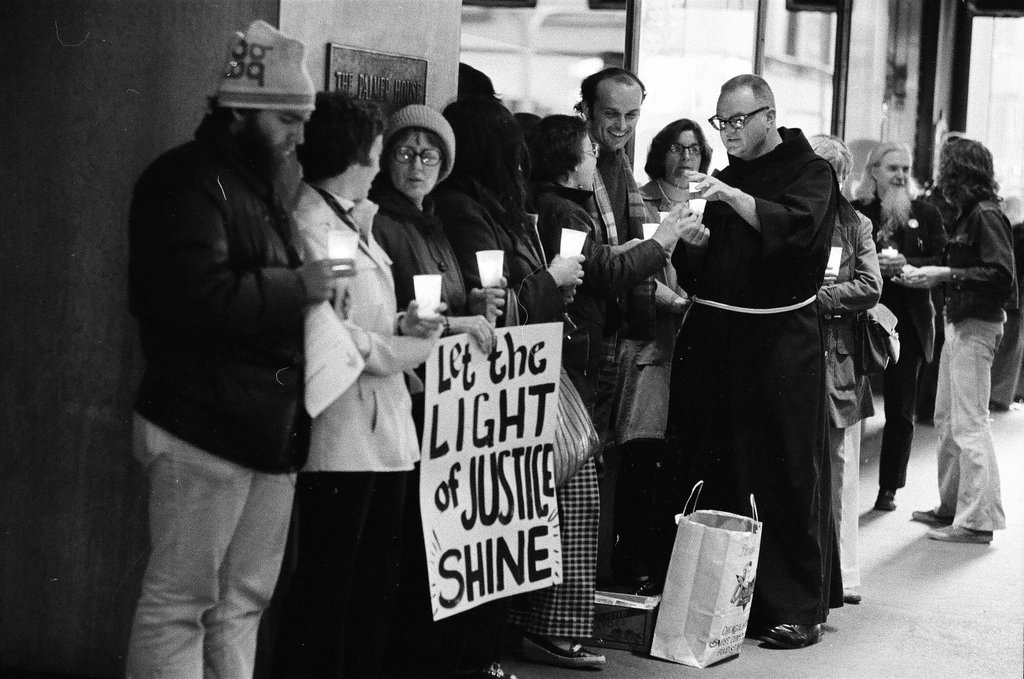 A religious group pickets at the Palmer House Hotel - Chicago Sun-Times