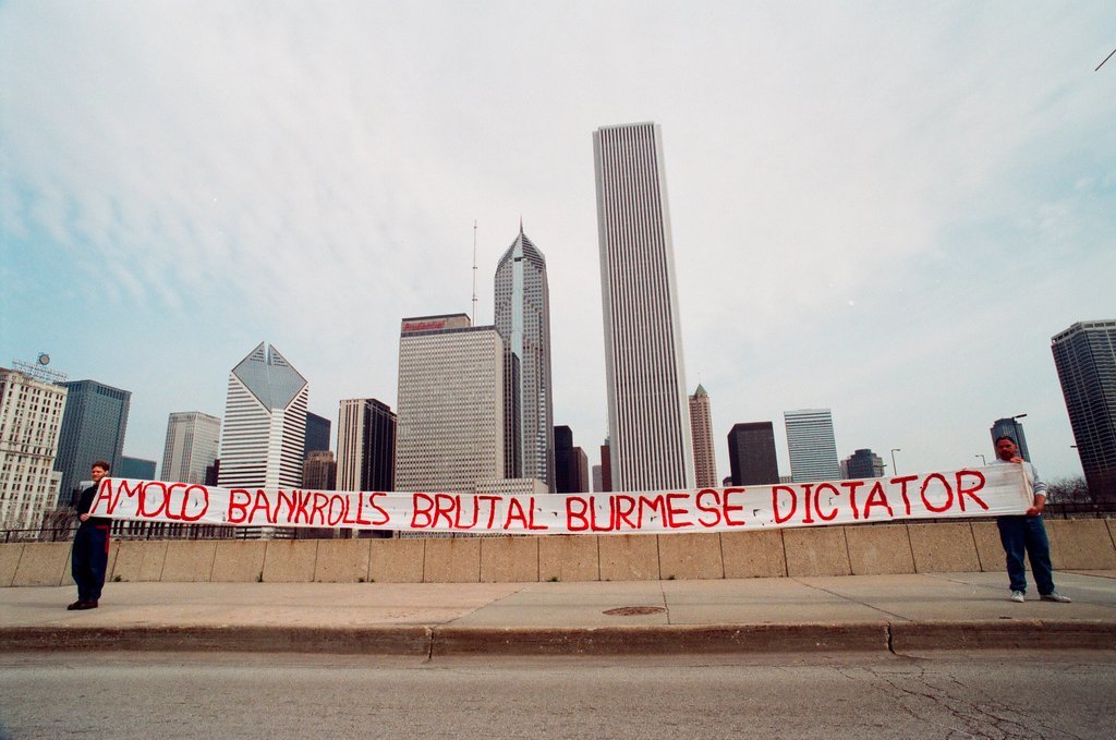 Protest against Amoco support of dictator - Chicago Sun-Times