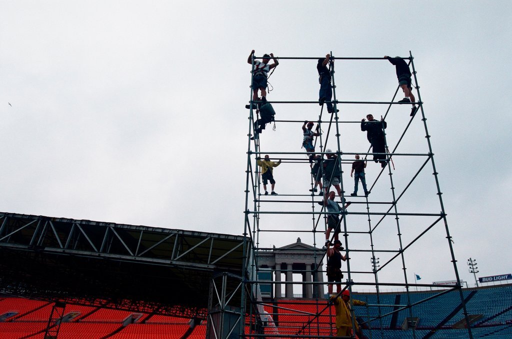 Preparations at Soldier Field for Roman Catholic Jubilee Year celebration - Richard A. Chapman for Chicago Sun-Times