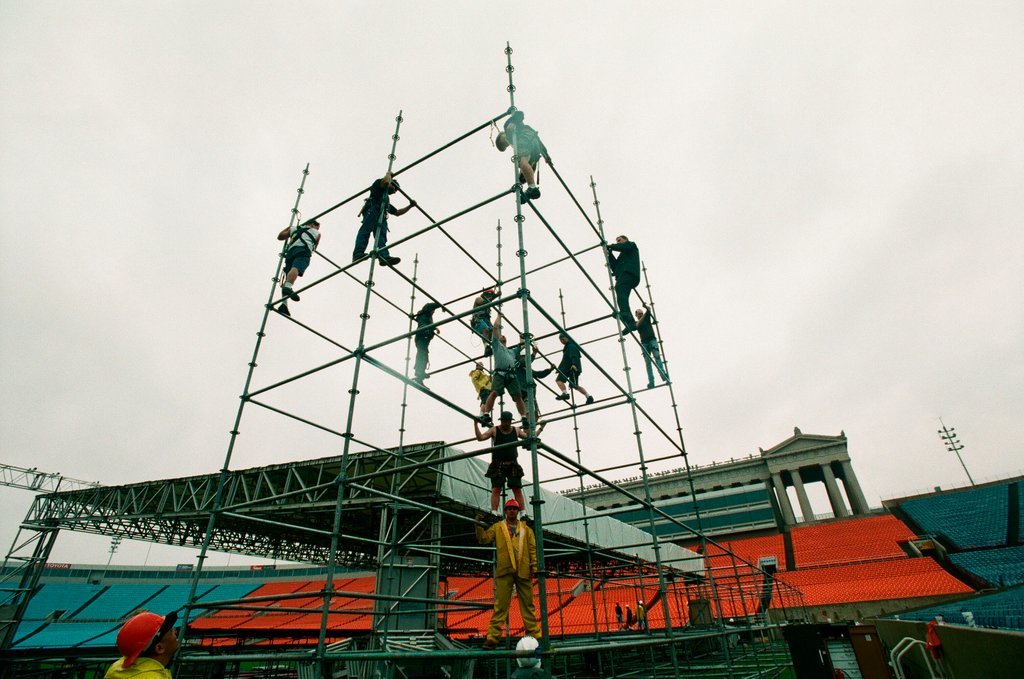 Preparations at Soldier Field for Roman Catholic Jubilee Year celebration - Richard A. Chapman for Chicago Sun-Times