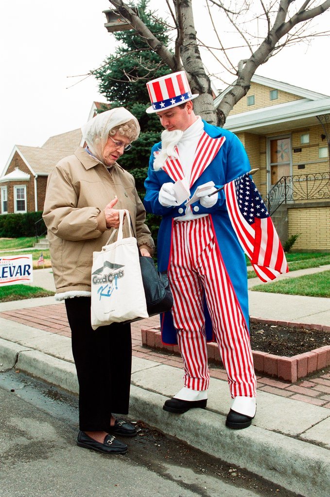 Captain Joe Lullo dresses as Uncle Sam on election day - Rich Hein for Chicago Sun-Times