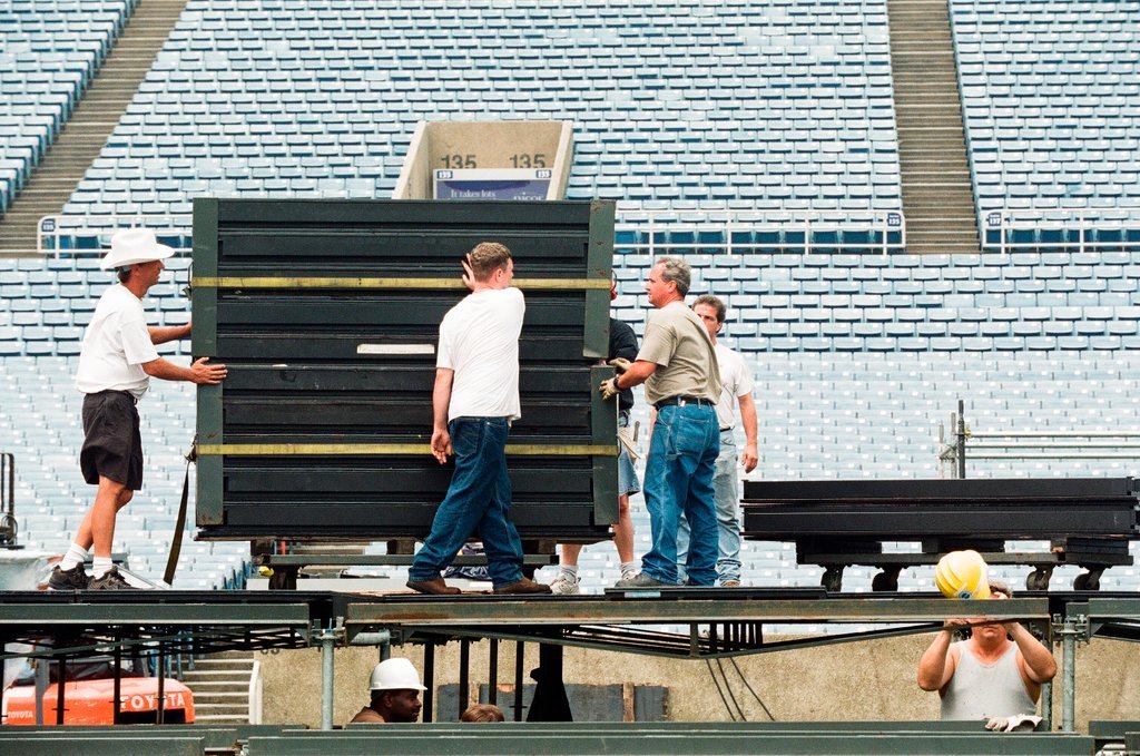 Preparations at Soldier Field for Roman Catholic Jubilee Year celebration - Richard A. Chapman for Chicago Sun-Times