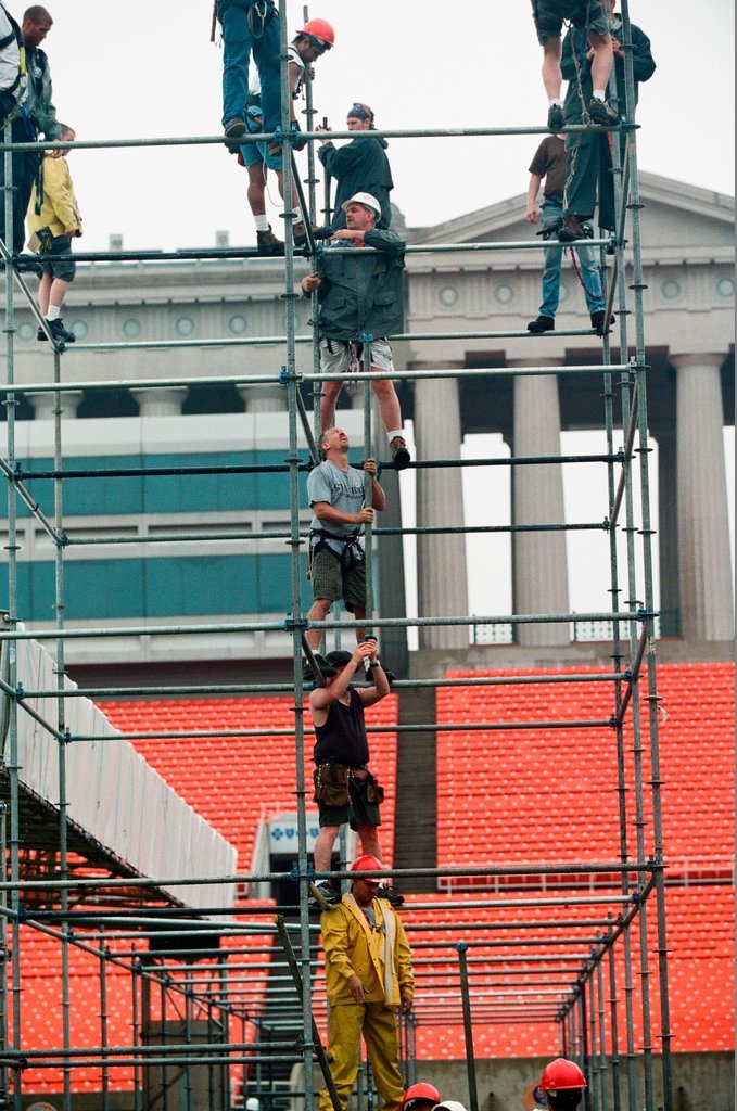 Preparations at Soldier Field for Roman Catholic Jubilee Year celebration - Richard A. Chapman for Chicago Sun-Times