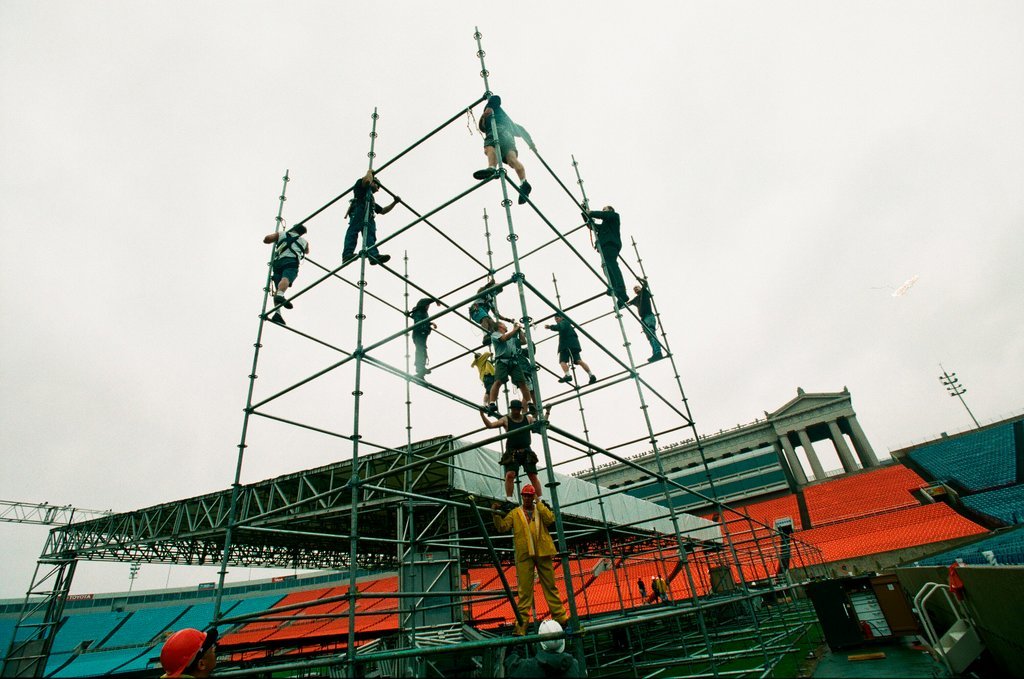 Preparations at Soldier Field for Roman Catholic Jubilee Year celebration - Richard A. Chapman for Chicago Sun-Times