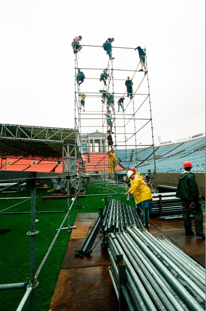 Preparations at Soldier Field for Roman Catholic Jubilee Year celebration - Richard A. Chapman for Chicago Sun-Times