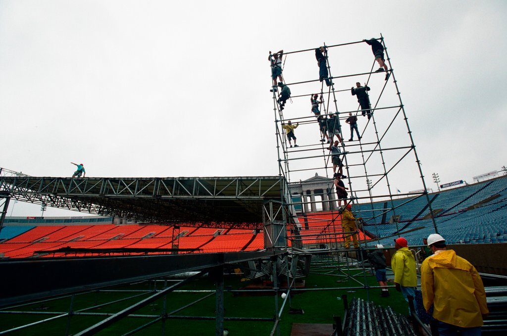 Preparations at Soldier Field for Roman Catholic Jubilee Year celebration - Richard A. Chapman for Chicago Sun-Times