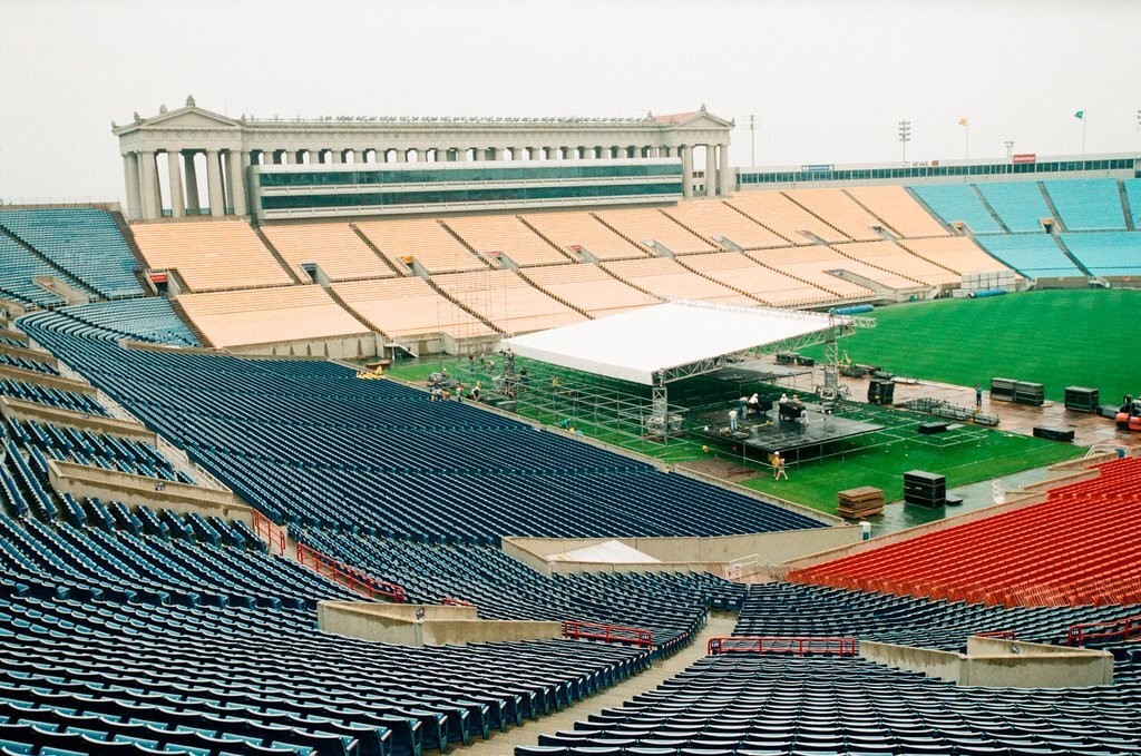 Preparations at Soldier Field for Roman Catholic Jubilee Year celebration - Richard A. Chapman for Chicago Sun-Times