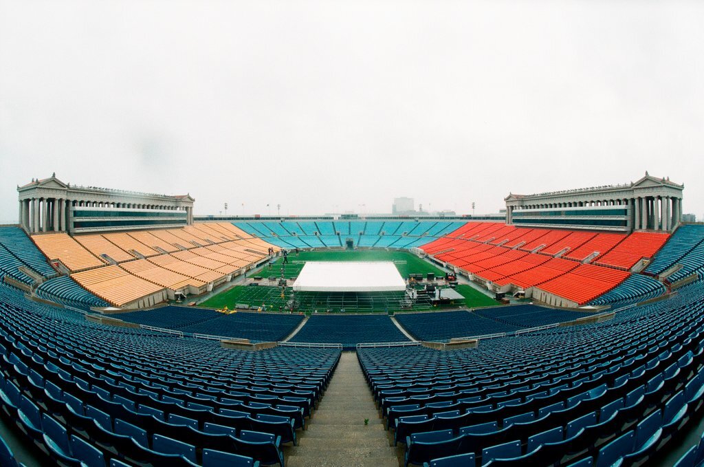 Preparations at Soldier Field for Roman Catholic Jubilee Year celebration - Richard A. Chapman for Chicago Sun-Times