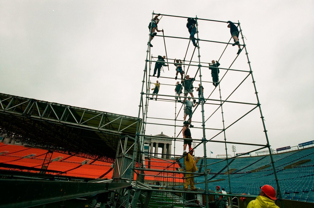 Preparations at Soldier Field for Roman Catholic Jubilee Year celebration - Richard A. Chapman for Chicago Sun-Times