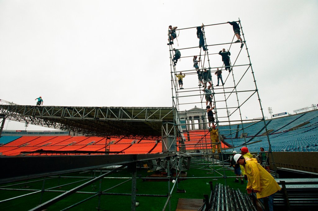Preparations at Soldier Field for Roman Catholic Jubilee Year celebration - Richard A. Chapman for Chicago Sun-Times