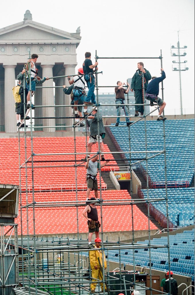 Preparations at Soldier Field for Roman Catholic Jubilee Year celebration - Richard A. Chapman for Chicago Sun-Times