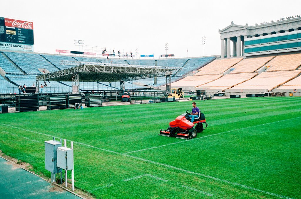 Preparations at Soldier Field for Roman Catholic Jubilee Year celebration - Richard A. Chapman for Chicago Sun-Times