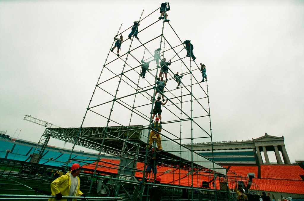 Preparations at Soldier Field for Roman Catholic Jubilee Year celebration - Richard A. Chapman for Chicago Sun-Times