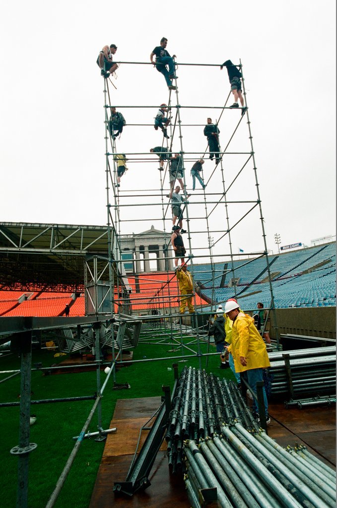 Preparations at Soldier Field for Roman Catholic Jubilee Year celebration - Richard A. Chapman for Chicago Sun-Times