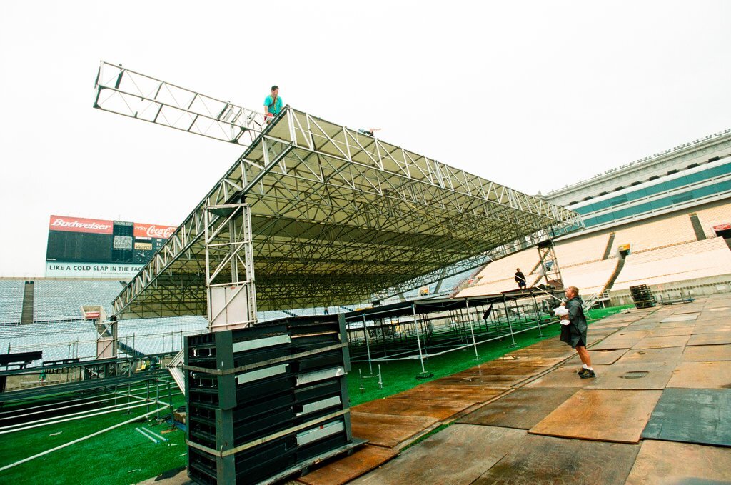Preparations at Soldier Field for Roman Catholic Jubilee Year celebration - Richard A. Chapman for Chicago Sun-Times