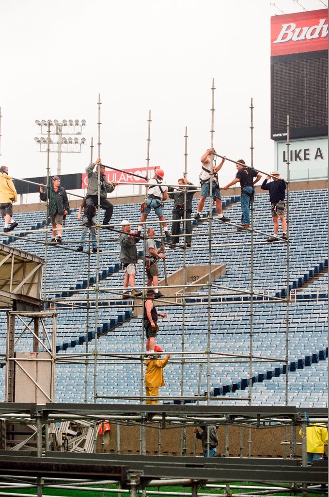 Preparations at Soldier Field for Roman Catholic Jubilee Year celebration - Richard A. Chapman for Chicago Sun-Times