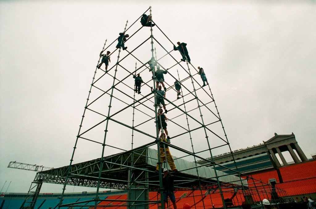 Preparations at Soldier Field for Roman Catholic Jubilee Year celebration - Richard A. Chapman for Chicago Sun-Times