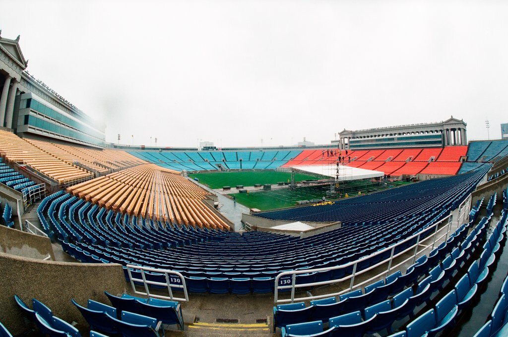 Preparations at Soldier Field for Roman Catholic Jubilee Year celebration - Richard A. Chapman for Chicago Sun-Times