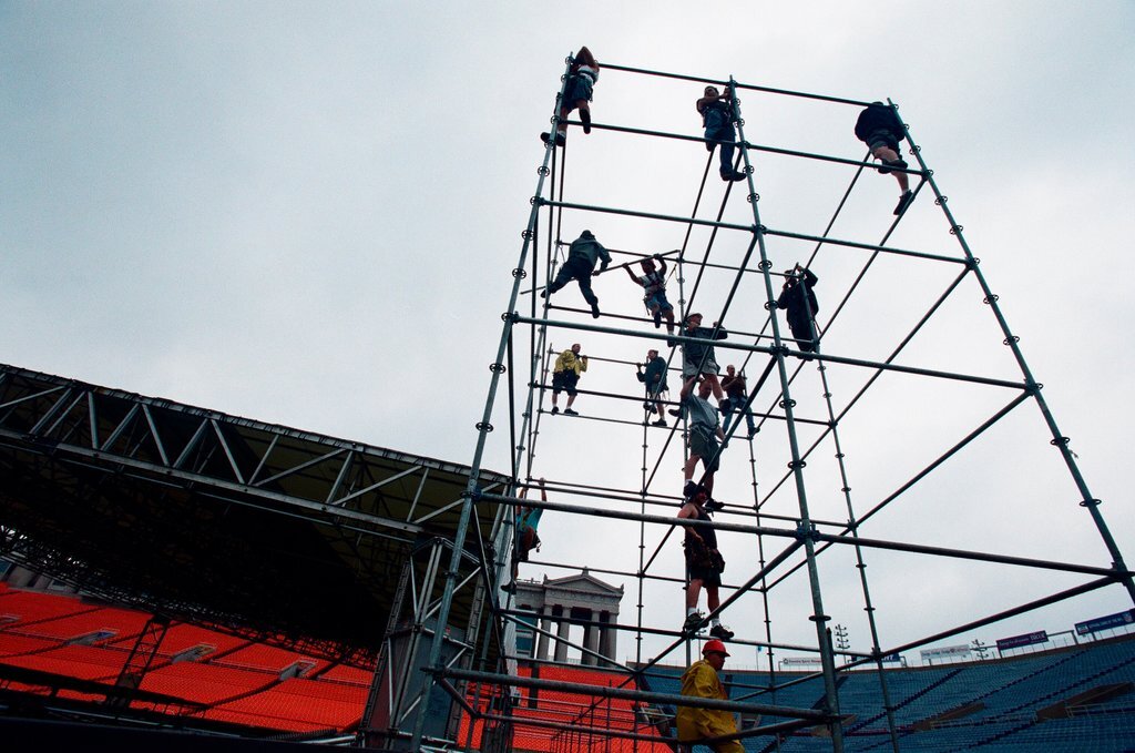 Preparations at Soldier Field for Roman Catholic Jubilee Year celebration - Richard A. Chapman for Chicago Sun-Times