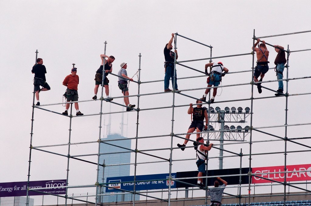 Preparations at Soldier Field for Roman Catholic Jubilee Year celebration - Richard A. Chapman for Chicago Sun-Times