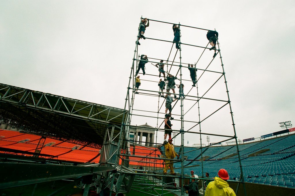 Preparations at Soldier Field for Roman Catholic Jubilee Year celebration - Richard A. Chapman for Chicago Sun-Times