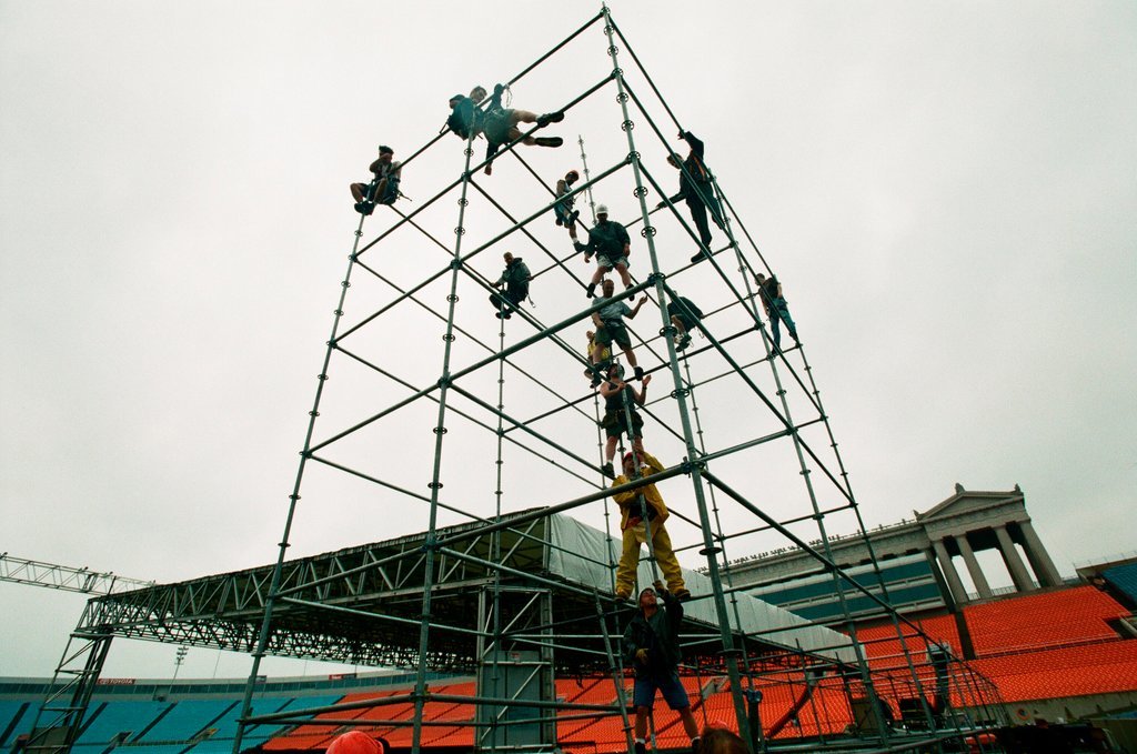 Preparations at Soldier Field for Roman Catholic Jubilee Year celebration - Richard A. Chapman for Chicago Sun-Times