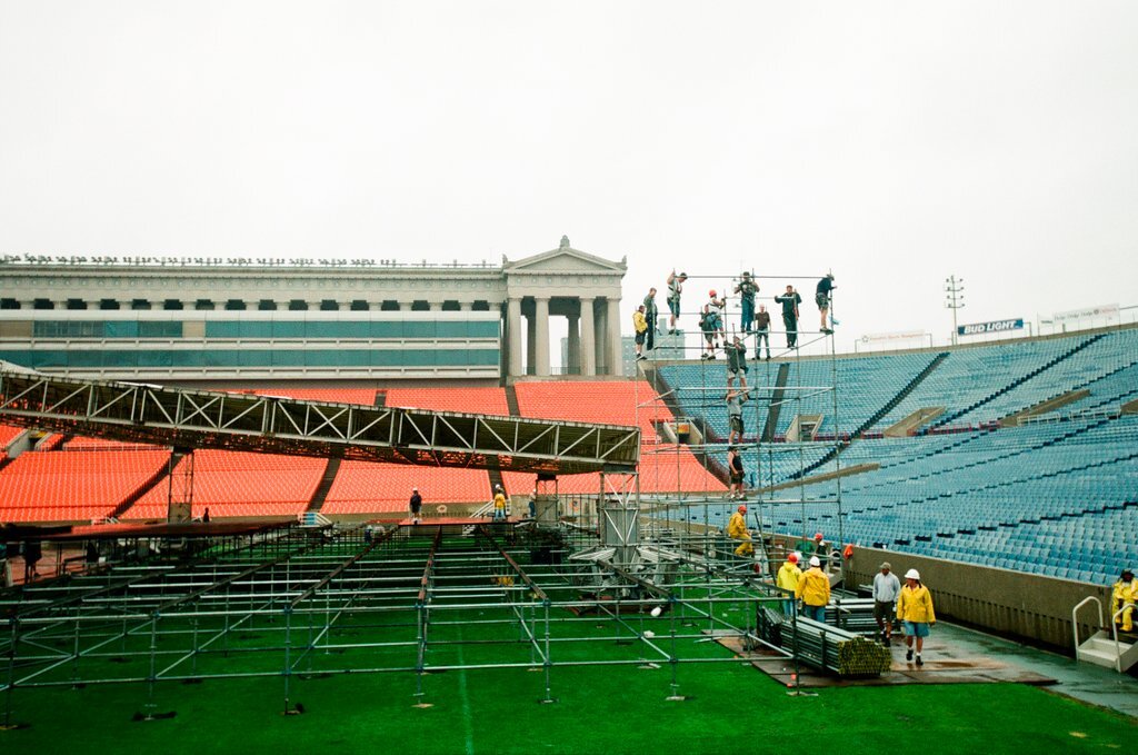 Preparations at Soldier Field for Roman Catholic Jubilee Year celebration - Richard A. Chapman for Chicago Sun-Times