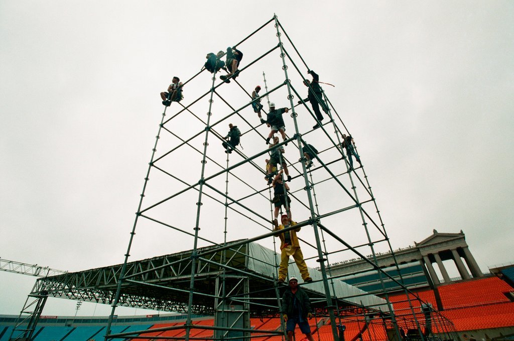 Preparations at Soldier Field for Roman Catholic Jubilee Year celebration - Richard A. Chapman for Chicago Sun-Times