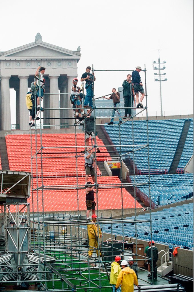 Preparations at Soldier Field for Roman Catholic Jubilee Year celebration - Richard A. Chapman for Chicago Sun-Times