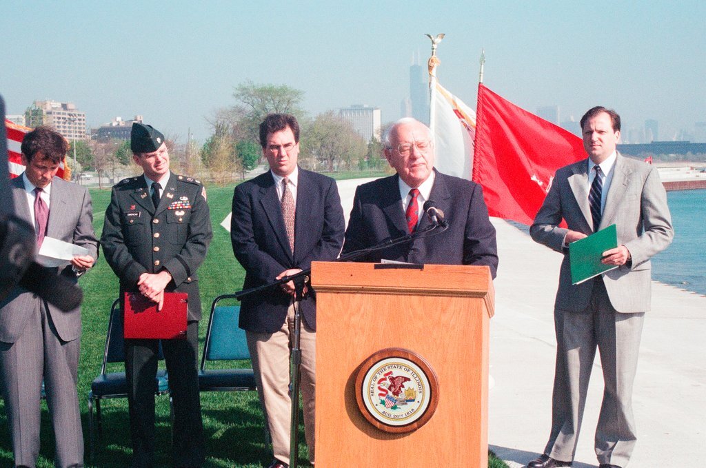 Governor George H. Ryan announces state contribution to the Chicago Shoreline Protection Project - Brian Jackson for Chicago Sun-Times
