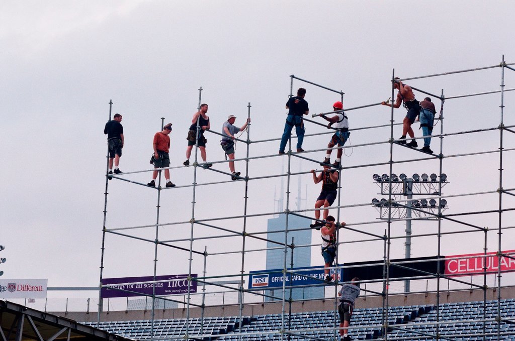 Preparations at Soldier Field for Roman Catholic Jubilee Year celebration - Richard A. Chapman for Chicago Sun-Times