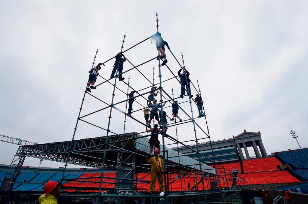 Preparations at Soldier Field for Roman Catholic Jubilee Year celebration - Richard A. Chapman for Chicago Sun-Times