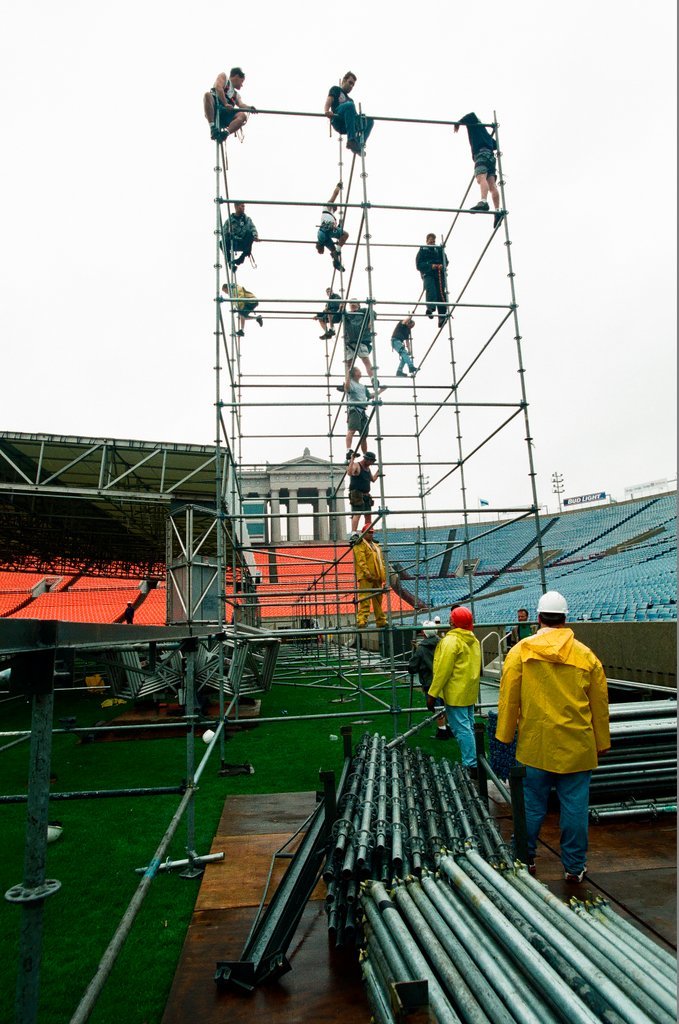 Preparations at Soldier Field for Roman Catholic Jubilee Year celebration - Richard A. Chapman for Chicago Sun-Times