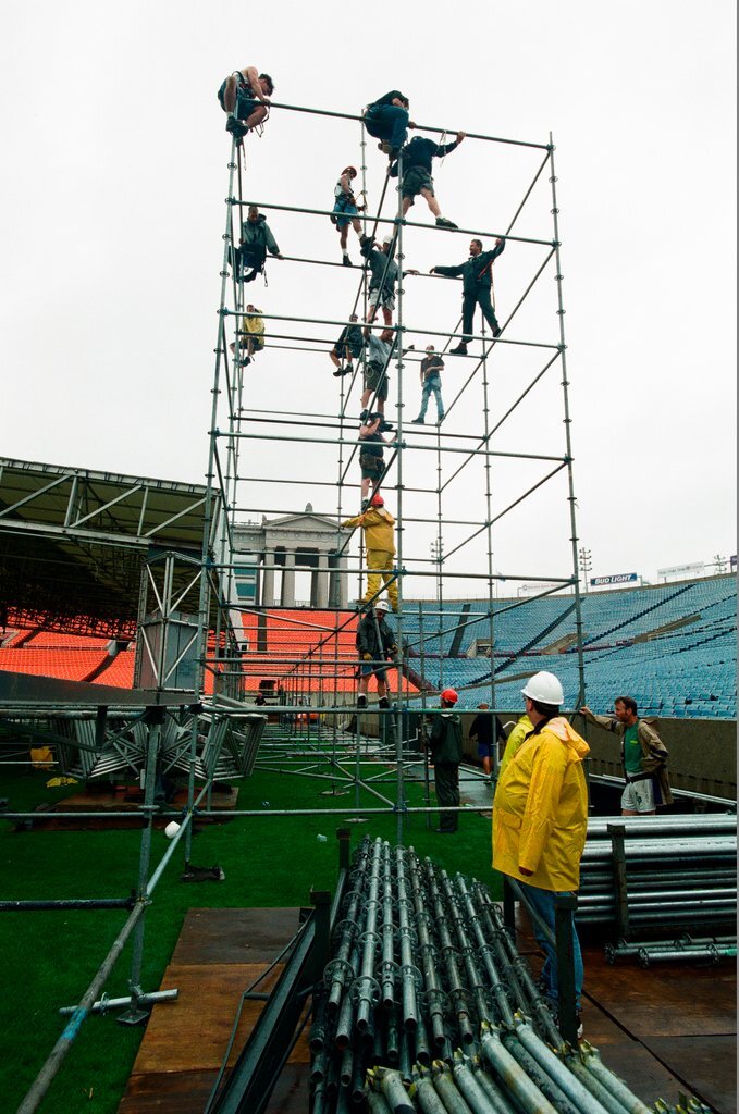 Preparations at Soldier Field for Roman Catholic Jubilee Year celebration - Richard A. Chapman for Chicago Sun-Times