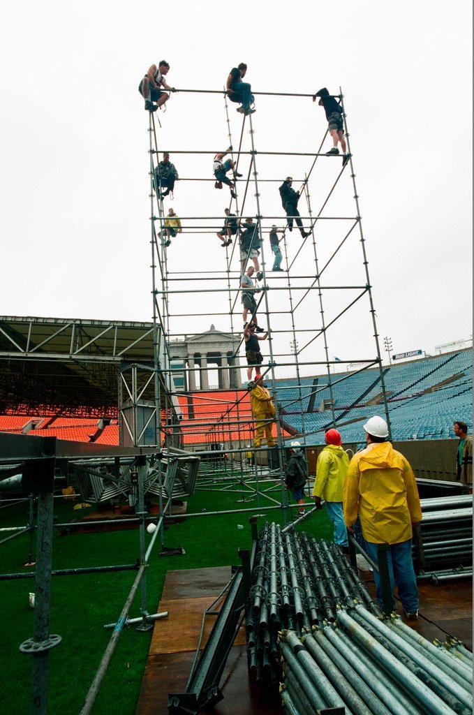 Preparations at Soldier Field for Roman Catholic Jubilee Year celebration - Richard A. Chapman for Chicago Sun-Times