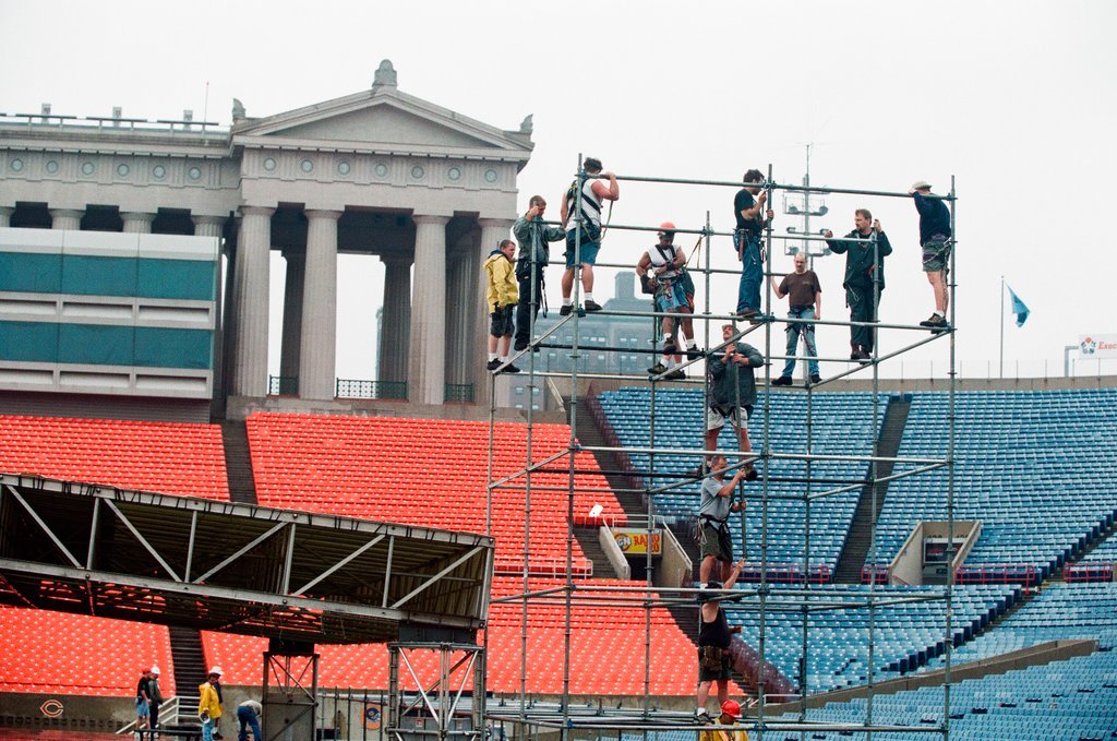 Preparations at Soldier Field for Roman Catholic Jubilee Year celebration - Richard A. Chapman for Chicago Sun-Times