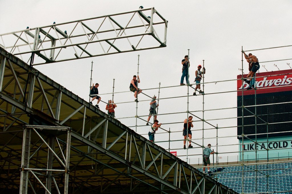 Preparations at Soldier Field for Roman Catholic Jubilee Year celebration - Richard A. Chapman for Chicago Sun-Times