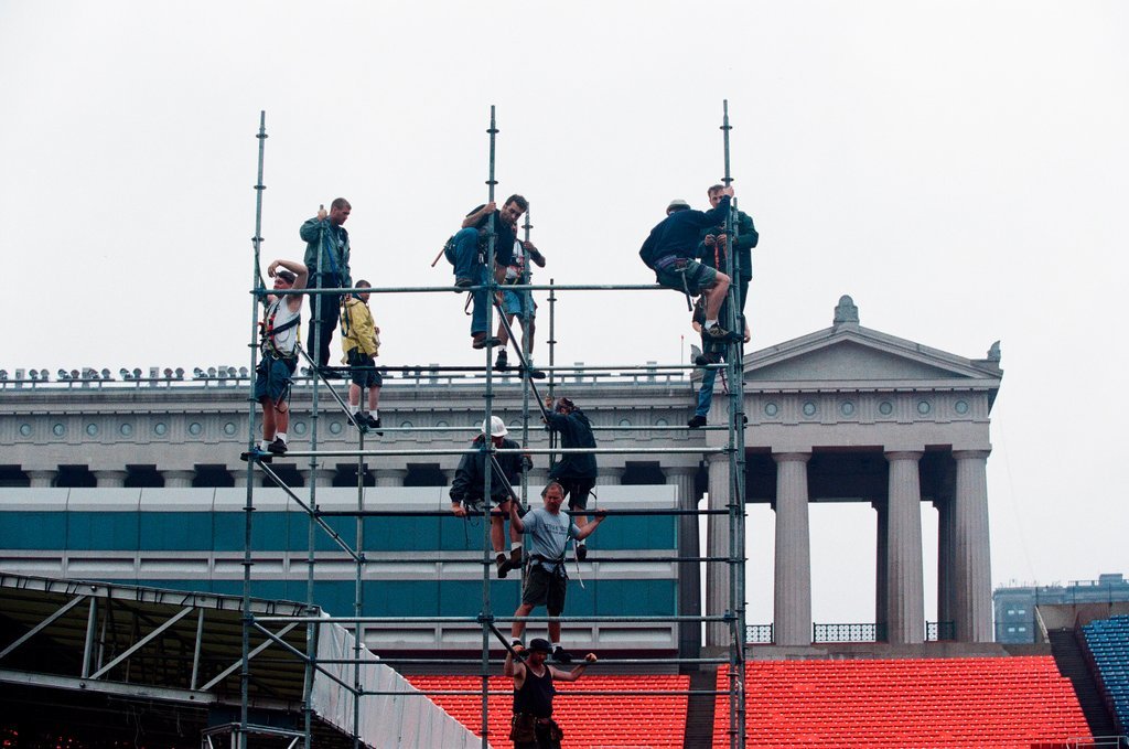 Preparations at Soldier Field for Roman Catholic Jubilee Year celebration - Richard A. Chapman for Chicago Sun-Times